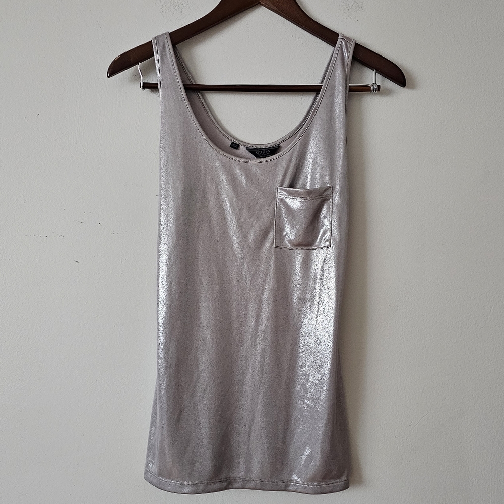 Guess metallic Shimmer Pocket tank top Y2k 90s